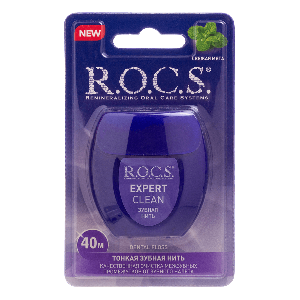 Rocs зубная нить расширяющаяся black edition 40 м